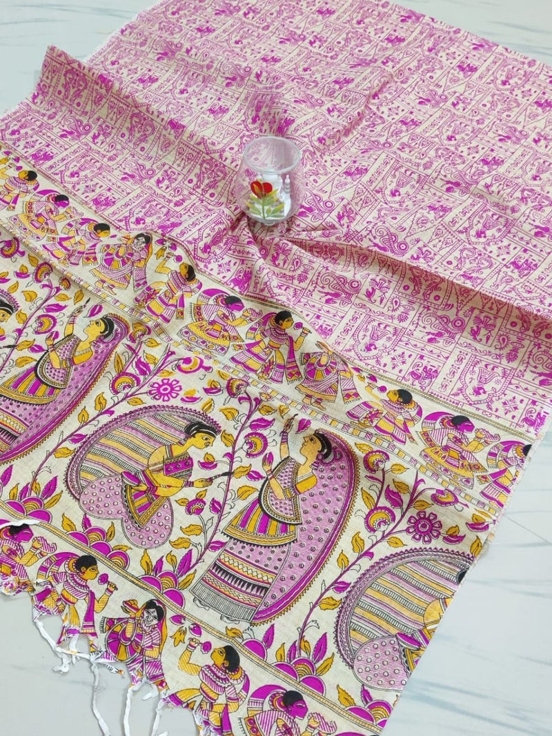 Bhagalpuri Cotton Dupatta - Screen Printed - Leheriya