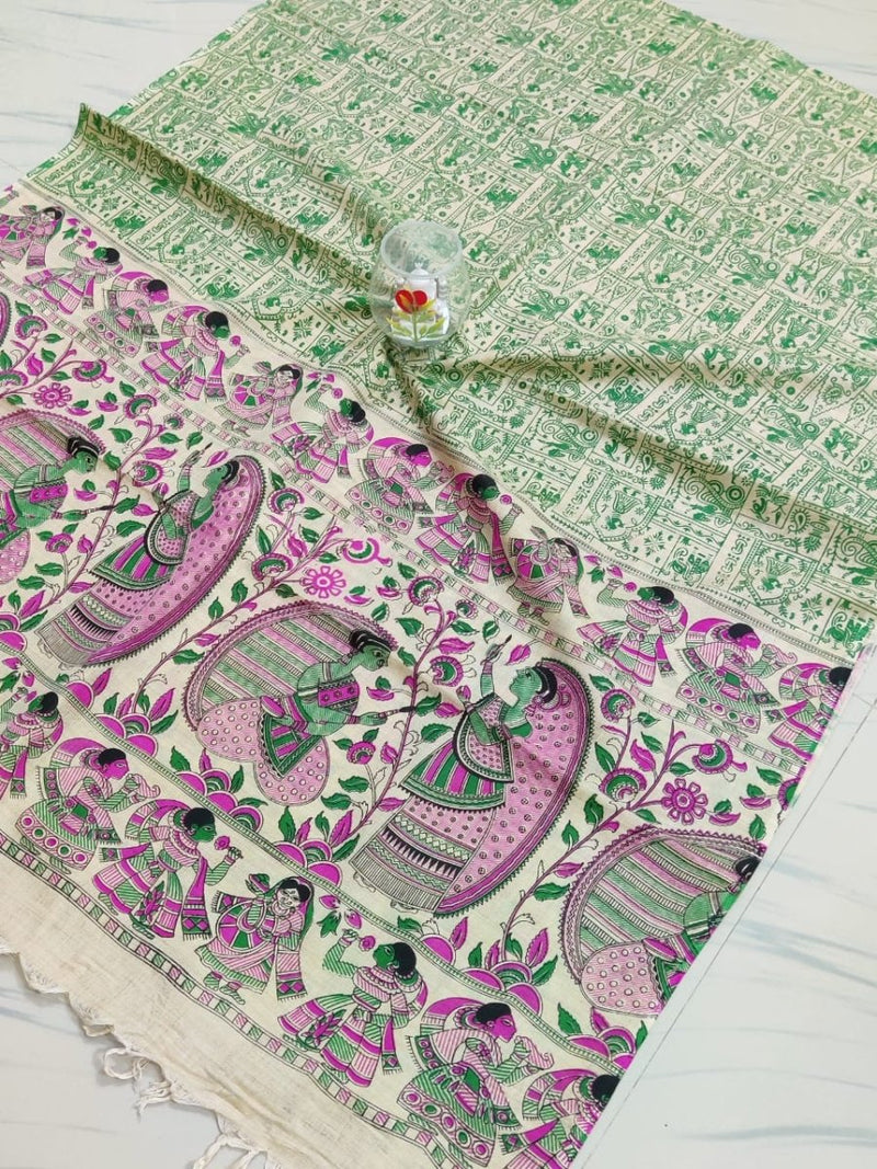 Bhagalpuri Cotton Dupatta - Screen Printed - Leheriya