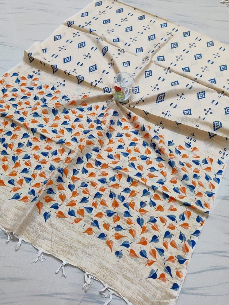 Bhagalpuri Cotton Dupatta - Screen Printed - Leheriya