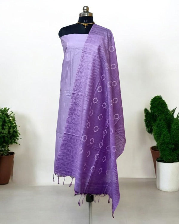 Bhagalpuri Cotton Silk Weaving Suit Set - Leheriya