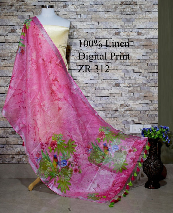 Bhagalpuri Pure Linen Dupatta - Leheriya