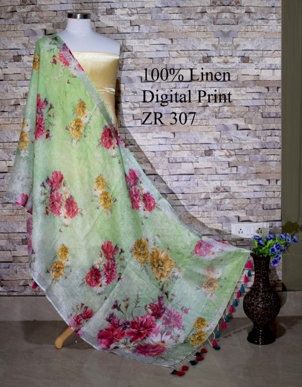 Bhagalpuri Pure Linen Dupatta - Leheriya