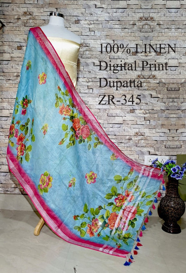 Bhagalpuri Pure Linen Dupatta - Leheriya