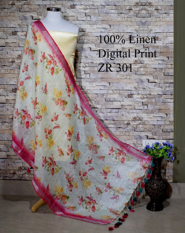 Bhagalpuri Pure Linen Dupatta - Leheriya