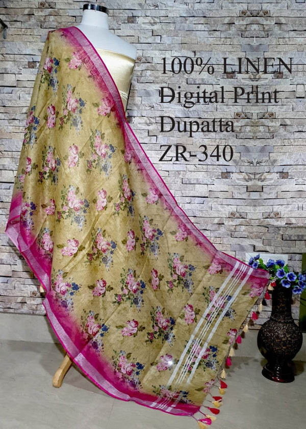 Bhagalpuri Pure Linen Dupatta - Leheriya