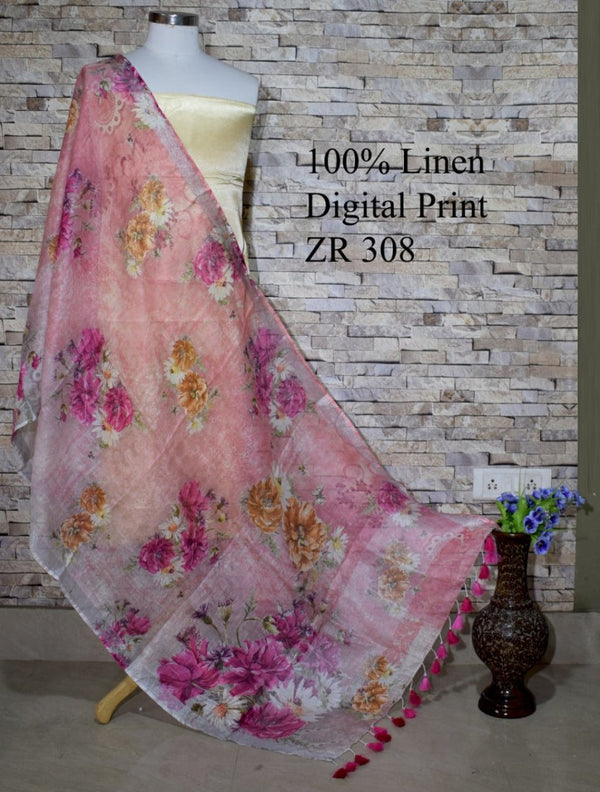 Bhagalpuri Pure Linen Dupatta - Leheriya