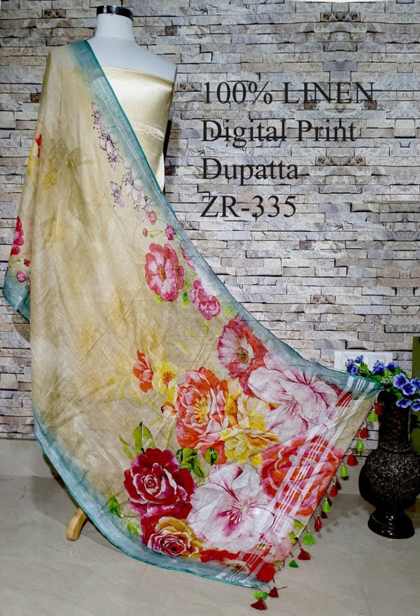 Bhagalpuri Pure Linen Dupatta - Leheriya