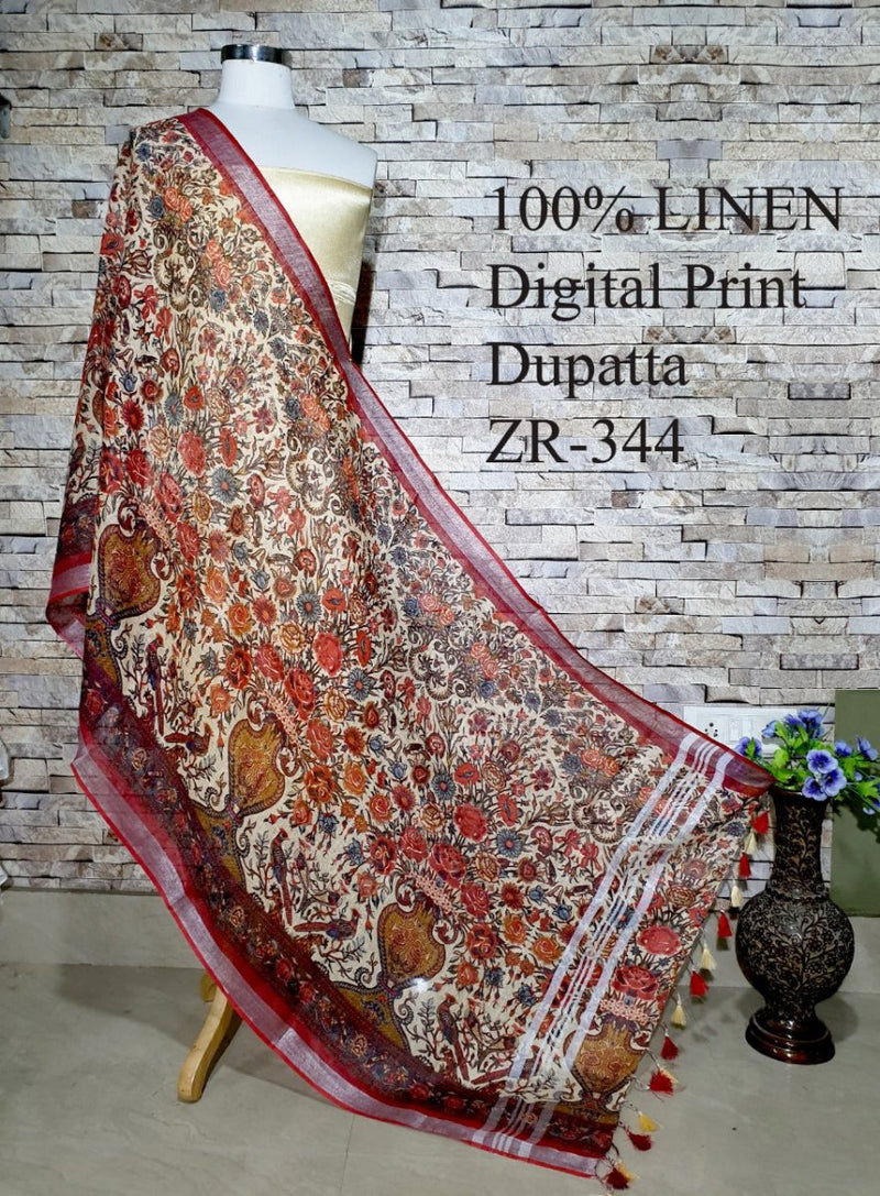 Bhagalpuri Pure Linen Dupatta - Leheriya