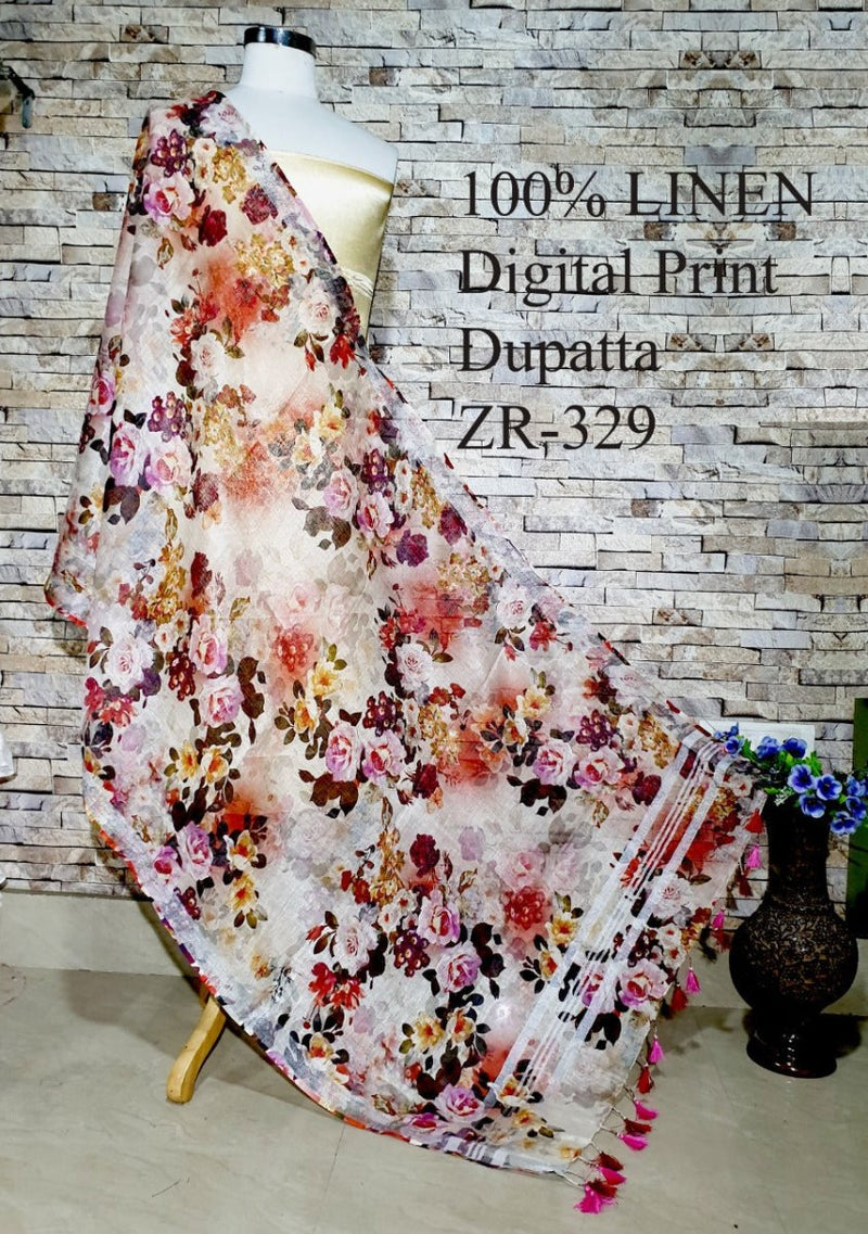 Bhagalpuri Pure Linen Dupatta - Leheriya