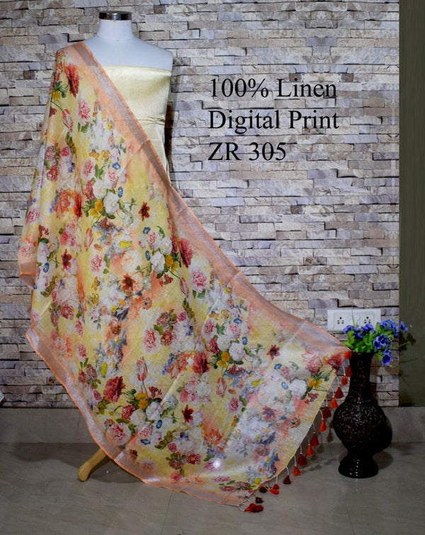 Bhagalpuri Pure Linen Dupatta - Leheriya