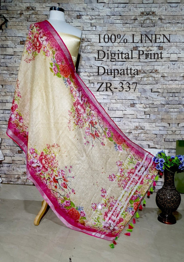 Bhagalpuri Pure Linen Dupatta - Leheriya