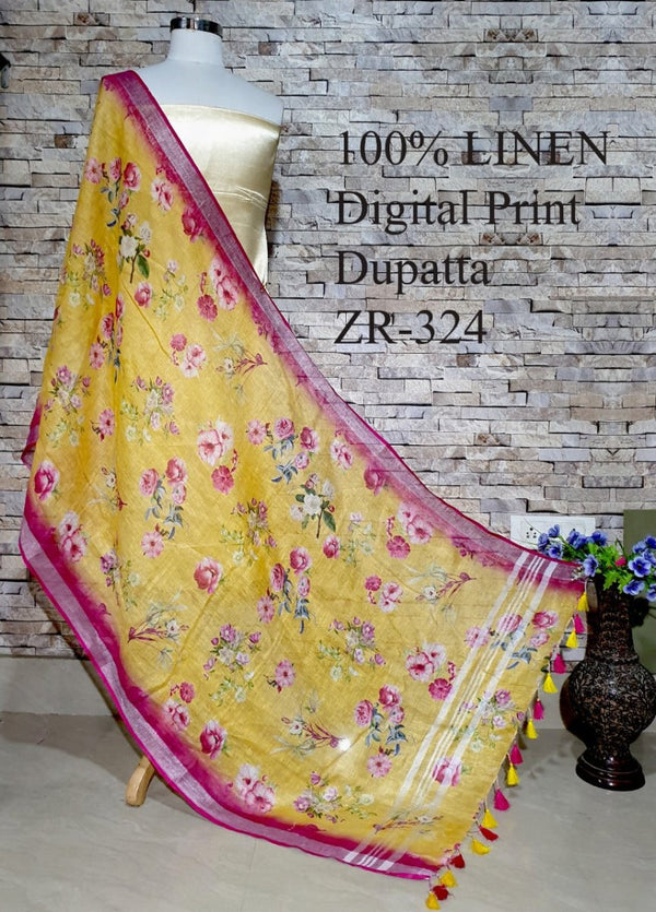 Bhagalpuri Pure Linen Dupatta - Leheriya