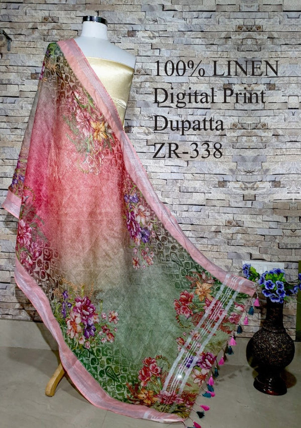 Bhagalpuri Pure Linen Dupatta - Leheriya