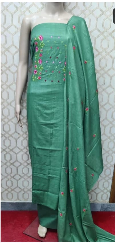 Bhagalpuri Salwar Suit with Embroidery | Dusty Teal | - Leheriya