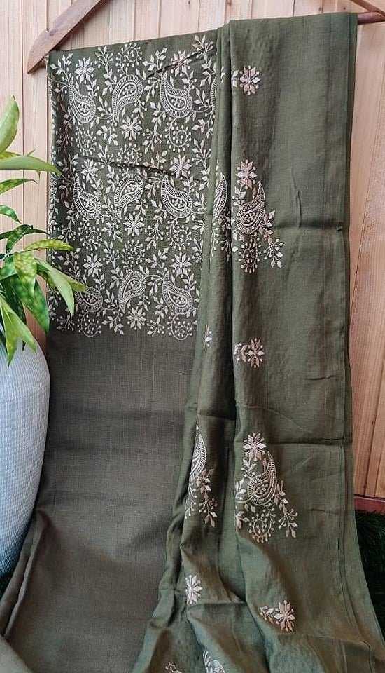 Bhagalpuri Salwar Suit with Embroidery | Fuscous | - Leheriya