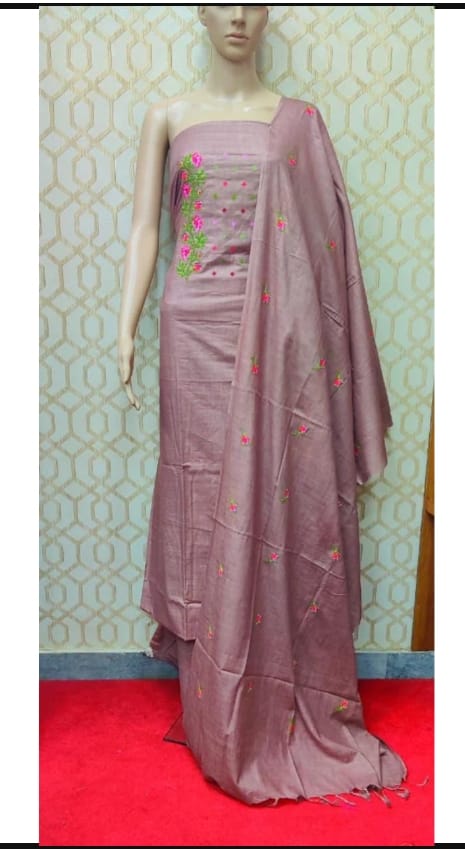 Bhagalpuri Salwar Suit with Embroidery | Light Mauve | - Leheriya