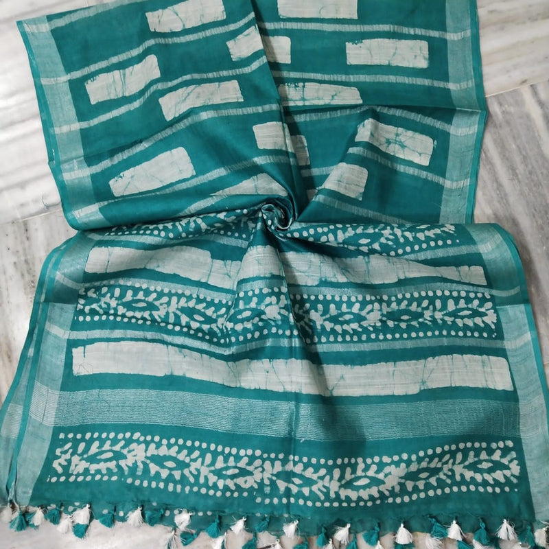 Bhagalpuri Semi Linen Batik Print Dupatta - Leheriya