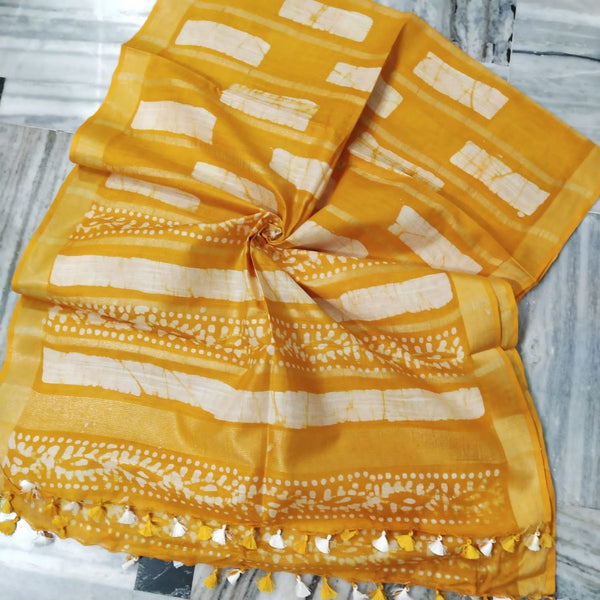 Bhagalpuri Semi Linen Batik Print Dupatta - Leheriya