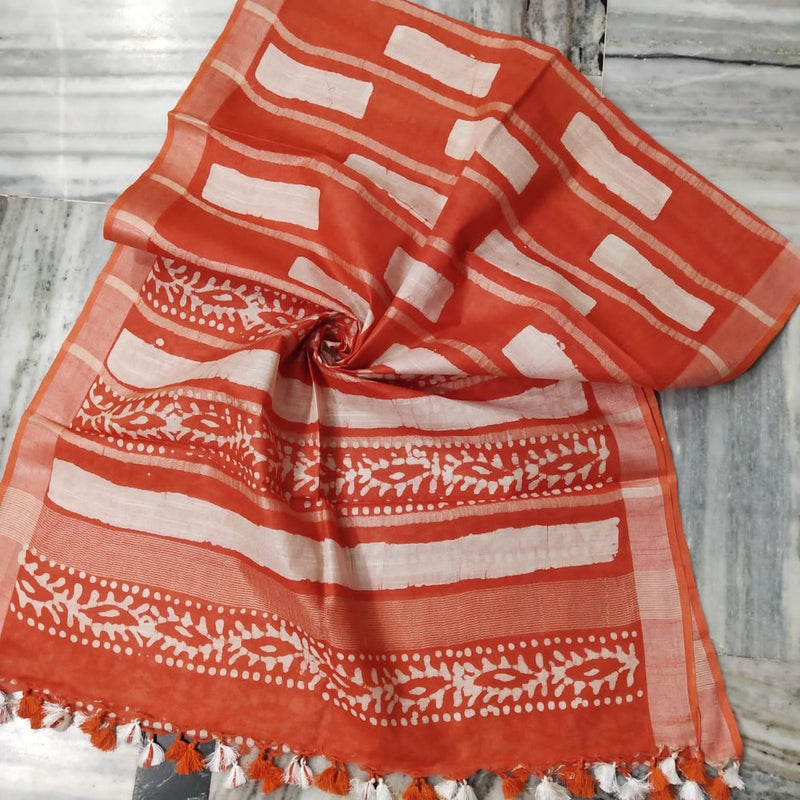 Bhagalpuri Semi Linen Batik Print Dupatta - Leheriya