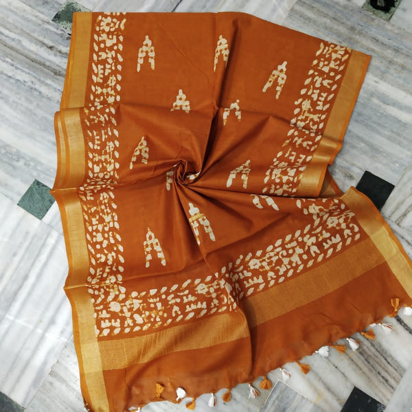 Bhagalpuri Semi Linen Batik Print Dupatta - Leheriya