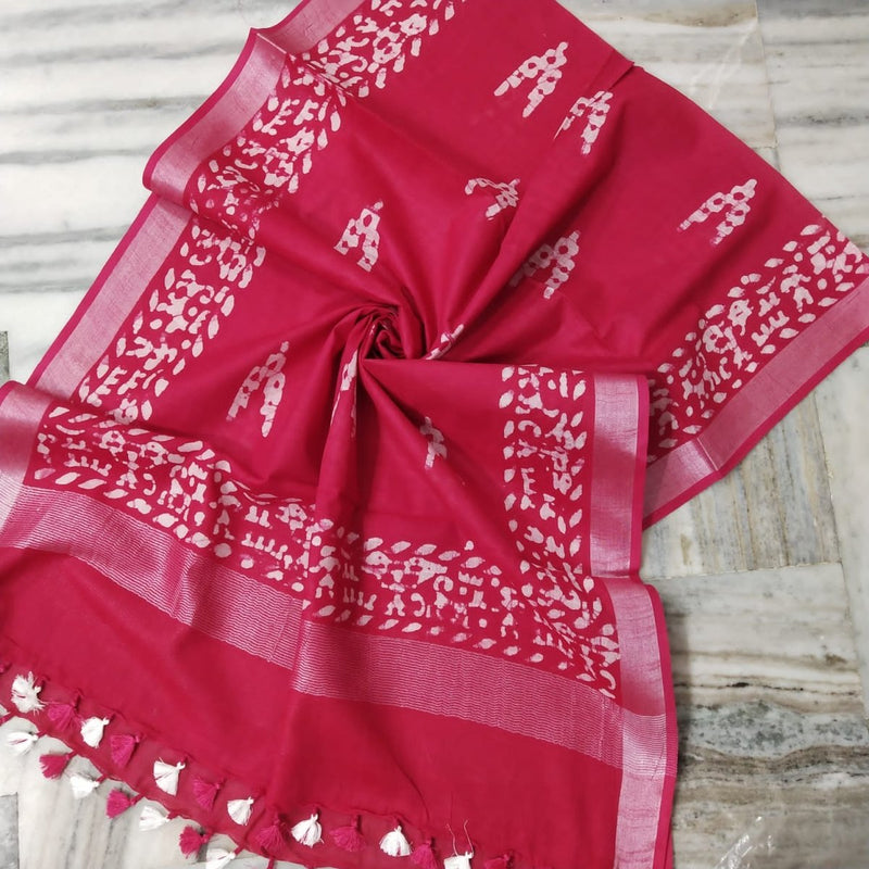 Bhagalpuri Semi Linen Batik Print Dupatta - Leheriya