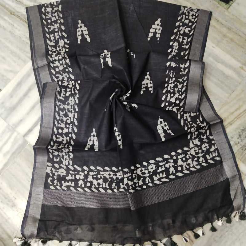 Bhagalpuri Semi Linen Batik Print Dupatta - Leheriya