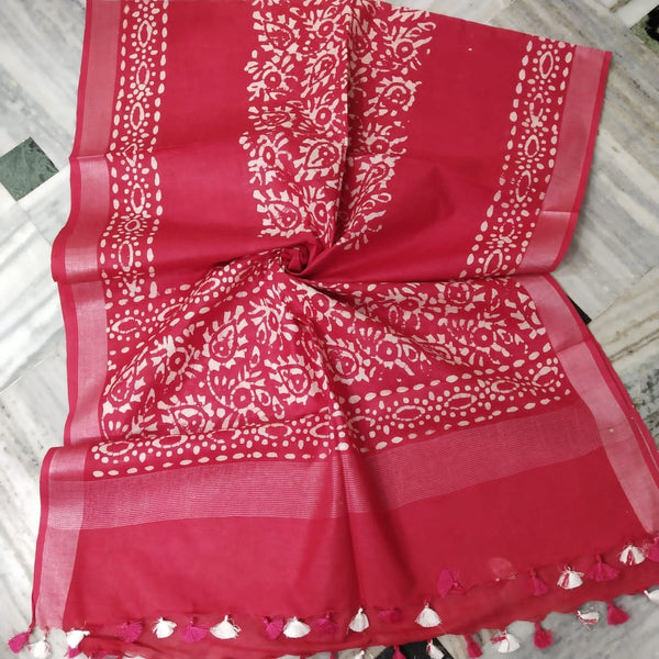 Bhagalpuri Semi Linen Batik Print Dupatta - Leheriya