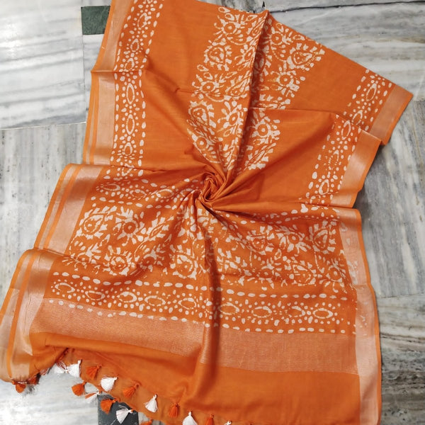 Bhagalpuri Semi Linen Batik Print Dupatta - Leheriya