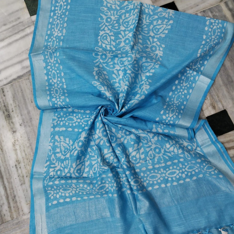 Bhagalpuri Semi Linen Batik Print Dupatta - Leheriya