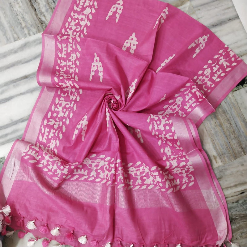 Bhagalpuri Semi Linen Batik Print Dupatta - Leheriya