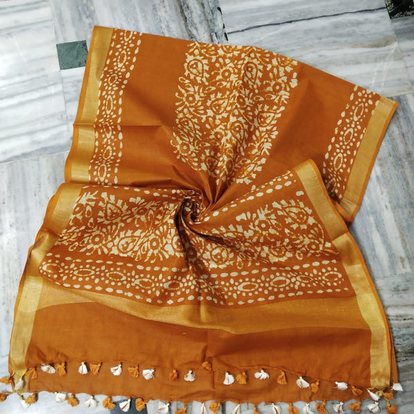 Bhagalpuri Semi Linen Batik Print Dupatta - Leheriya