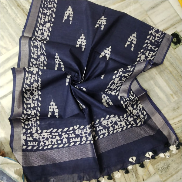 Bhagalpuri Semi Linen Batik Print Dupatta - Leheriya