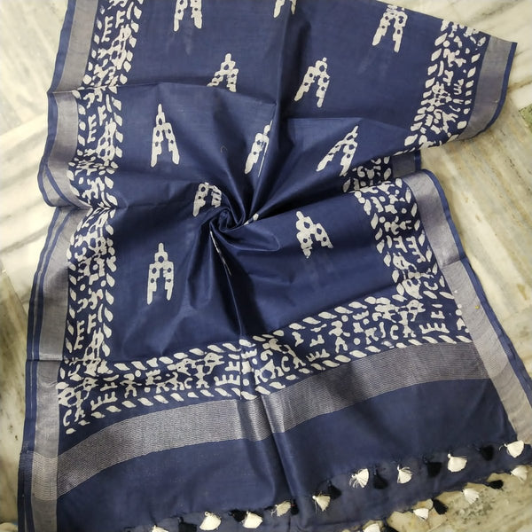 Bhagalpuri Semi Linen Batik Print Dupatta - Leheriya