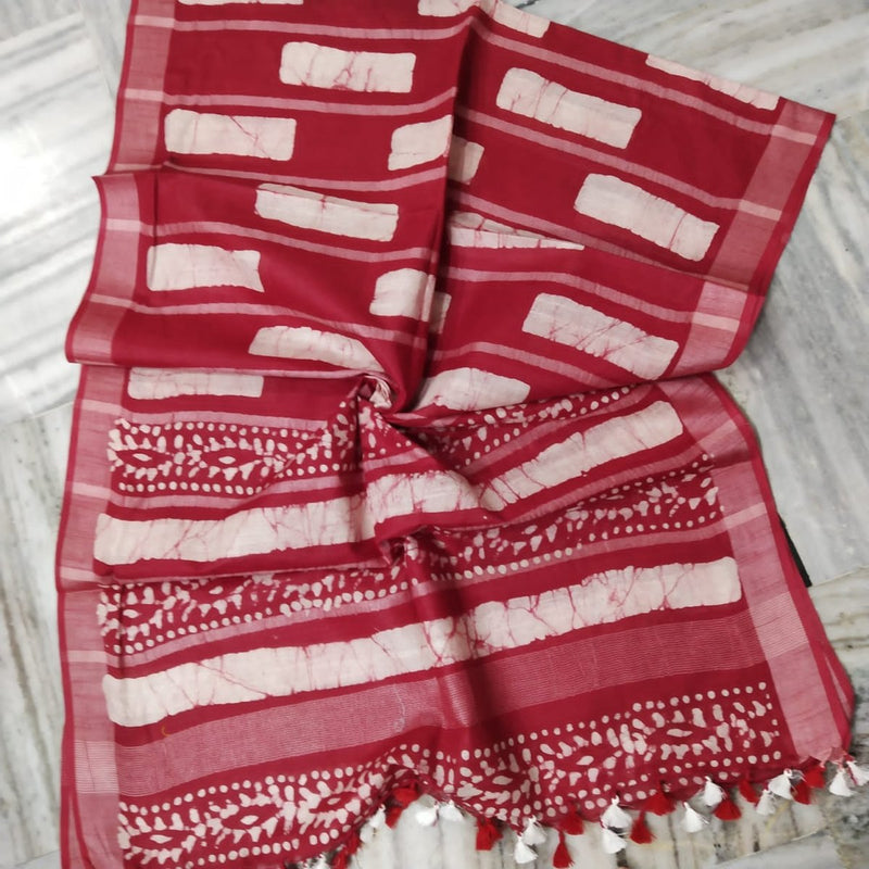 Bhagalpuri Semi Linen Batik Print Dupatta - Leheriya