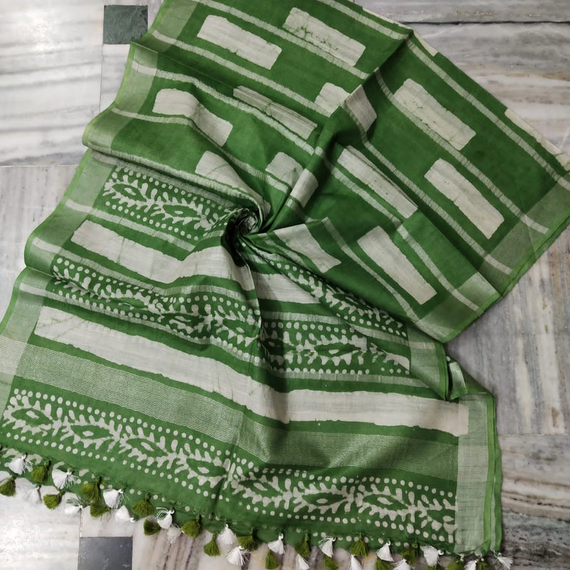 Bhagalpuri Semi Linen Batik Print Dupatta - Leheriya