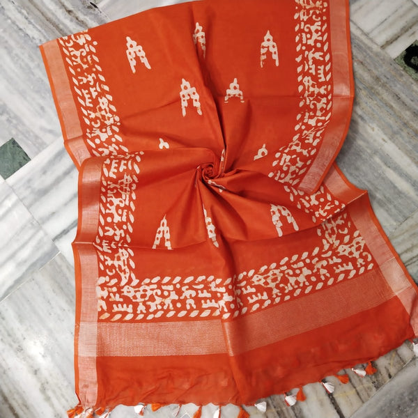 Bhagalpuri Semi Linen Batik Print Dupatta - Leheriya