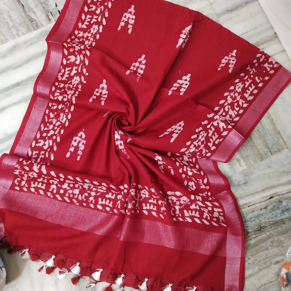 Bhagalpuri Semi Linen Batik Print Dupatta - Leheriya