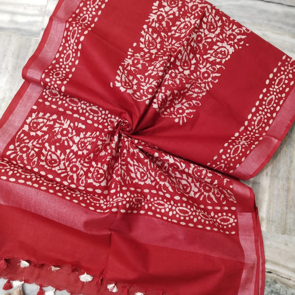 Bhagalpuri Semi Linen Batik Print Dupatta - Leheriya