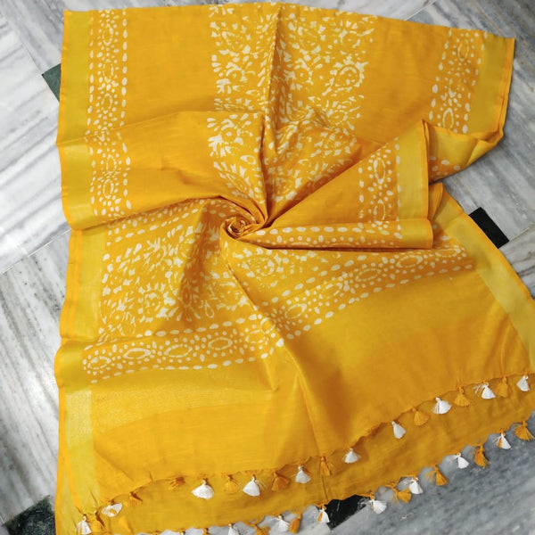 Bhagalpuri Semi Linen Batik Print Dupatta - Leheriya