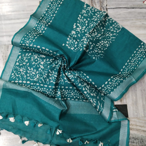 Bhagalpuri Semi Linen Batik Print Dupatta - Leheriya