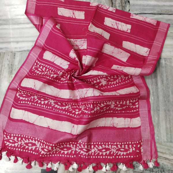 Bhagalpuri Semi Linen Batik Print Dupatta - Leheriya