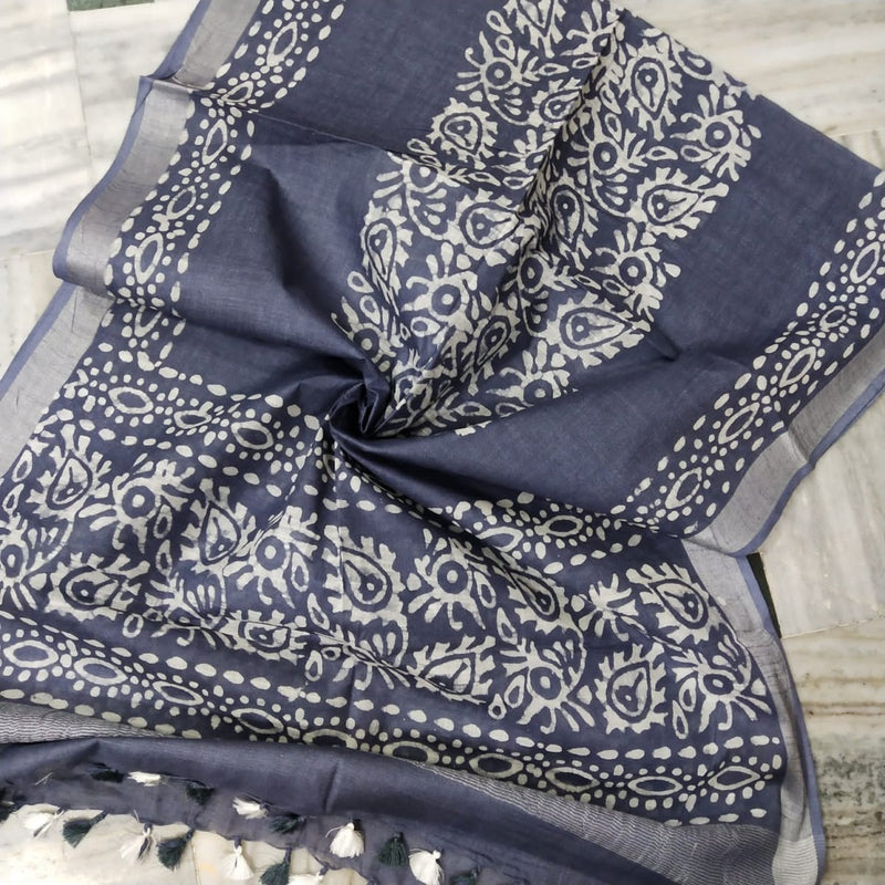 Bhagalpuri Semi Linen Batik Print Dupatta - Leheriya