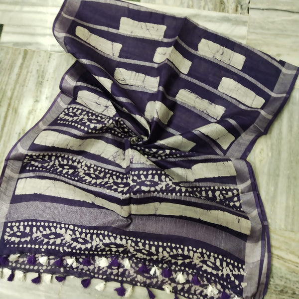 Bhagalpuri Semi Linen Batik Print Dupatta - Leheriya