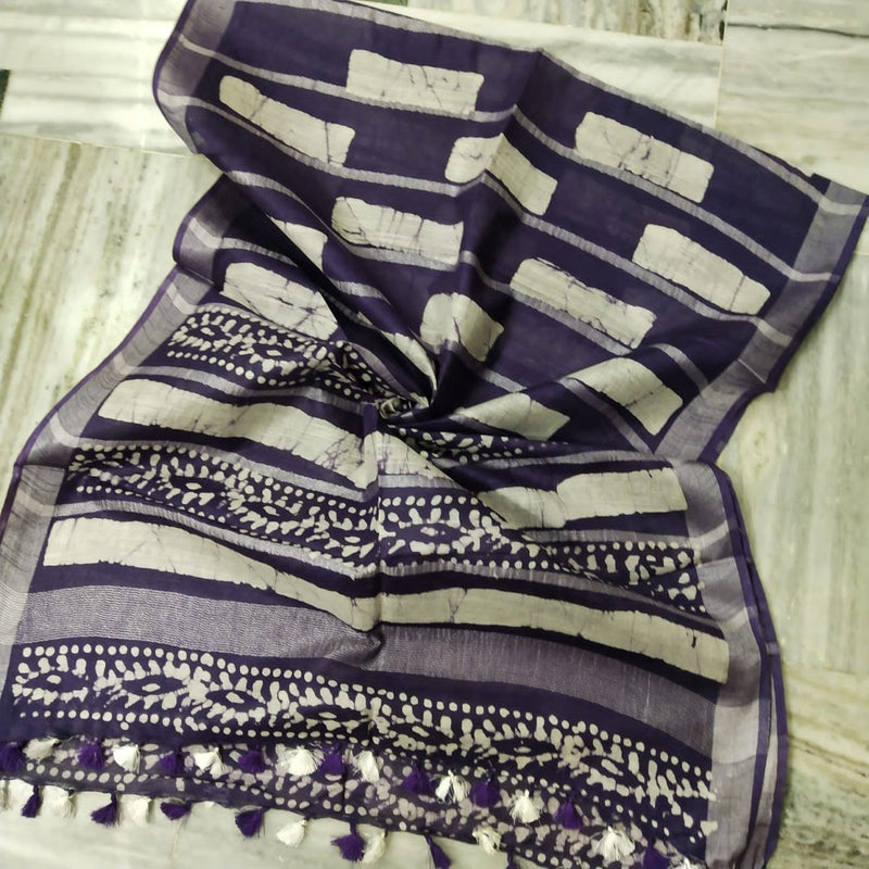 Bhagalpuri Semi Linen Batik Print Dupatta - Leheriya