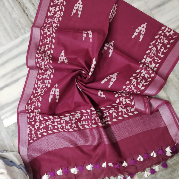 Bhagalpuri Semi Linen Batik Print Dupatta - Leheriya