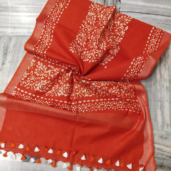 Bhagalpuri Semi Linen Batik Print Dupatta - Leheriya