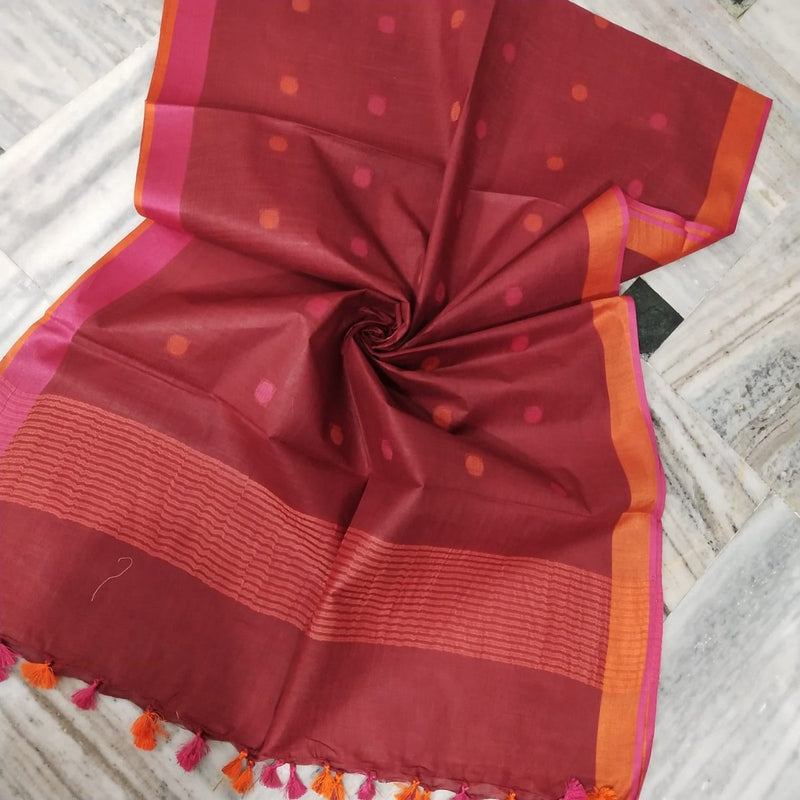 Bhagalpuri Semi Linen Buta Dupatta - Leheriya