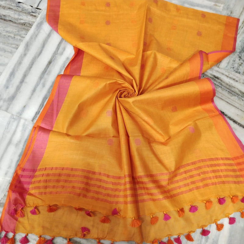 Bhagalpuri Semi Linen Buta Dupatta - Leheriya