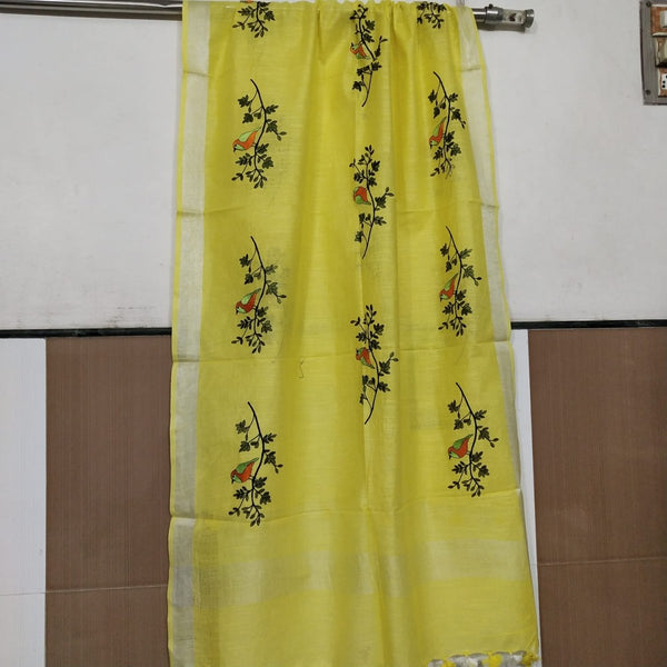 Bhagalpuri Semi Linen Embroidered Dupatta - Leheriya