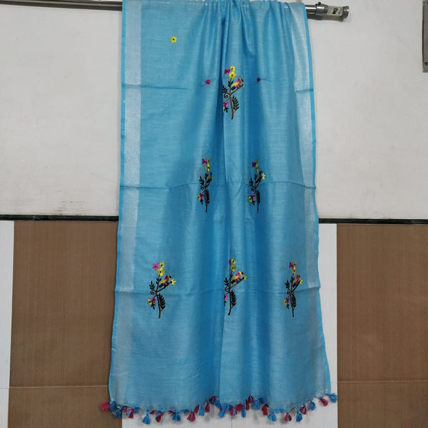 Bhagalpuri Semi Linen Embroidered Dupatta - Leheriya